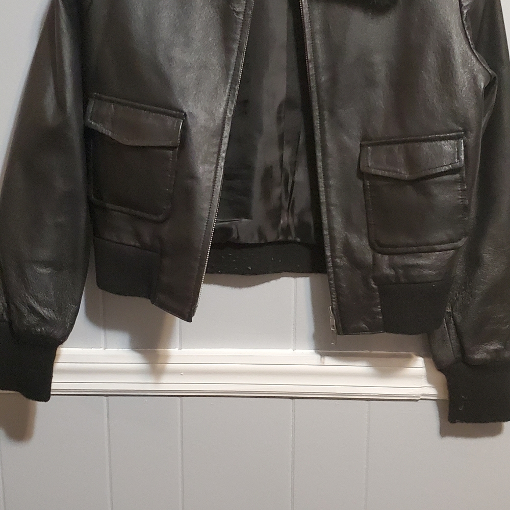 Girls prestige black leather jacket sz m